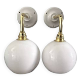 Pair of white opaline sconces