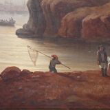 Tableau « Lumière sur le port », école française du XIXe