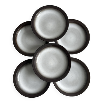 Ensemble de 6 assiettes creuses en grès céramique émaillé