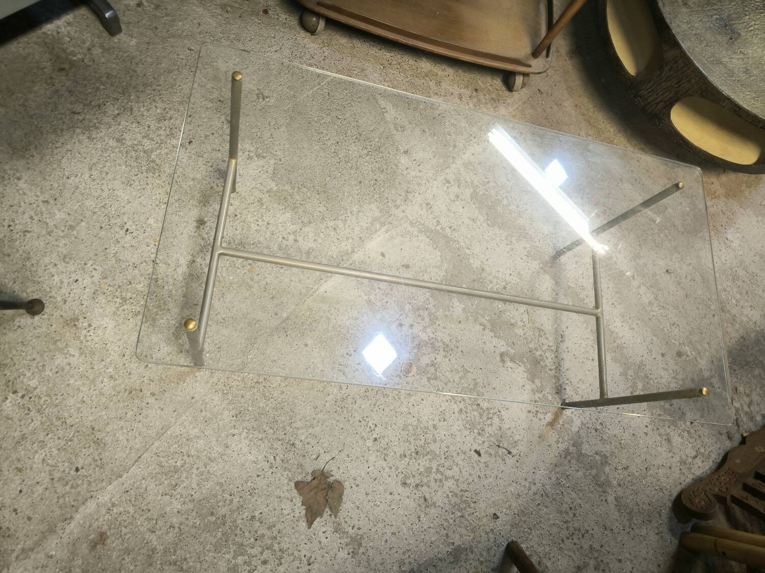 Steel and glass coffee table, circa 1950/60