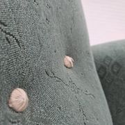 1960s, Danish armchair, light green furniture wool, oak wood legs.