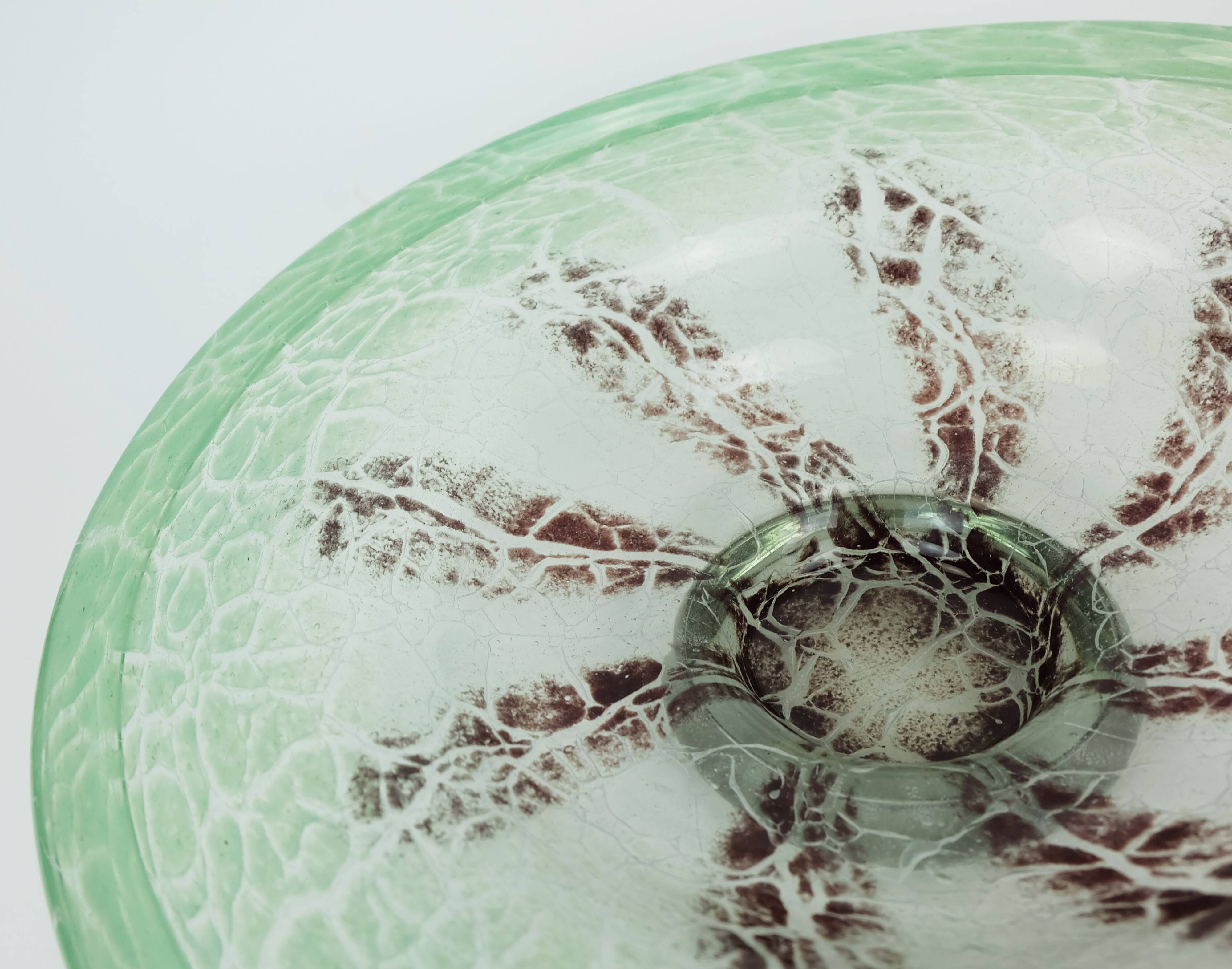 fantastic large WMF art deco ikora glass BOWL karl wiedmann 1930s green and