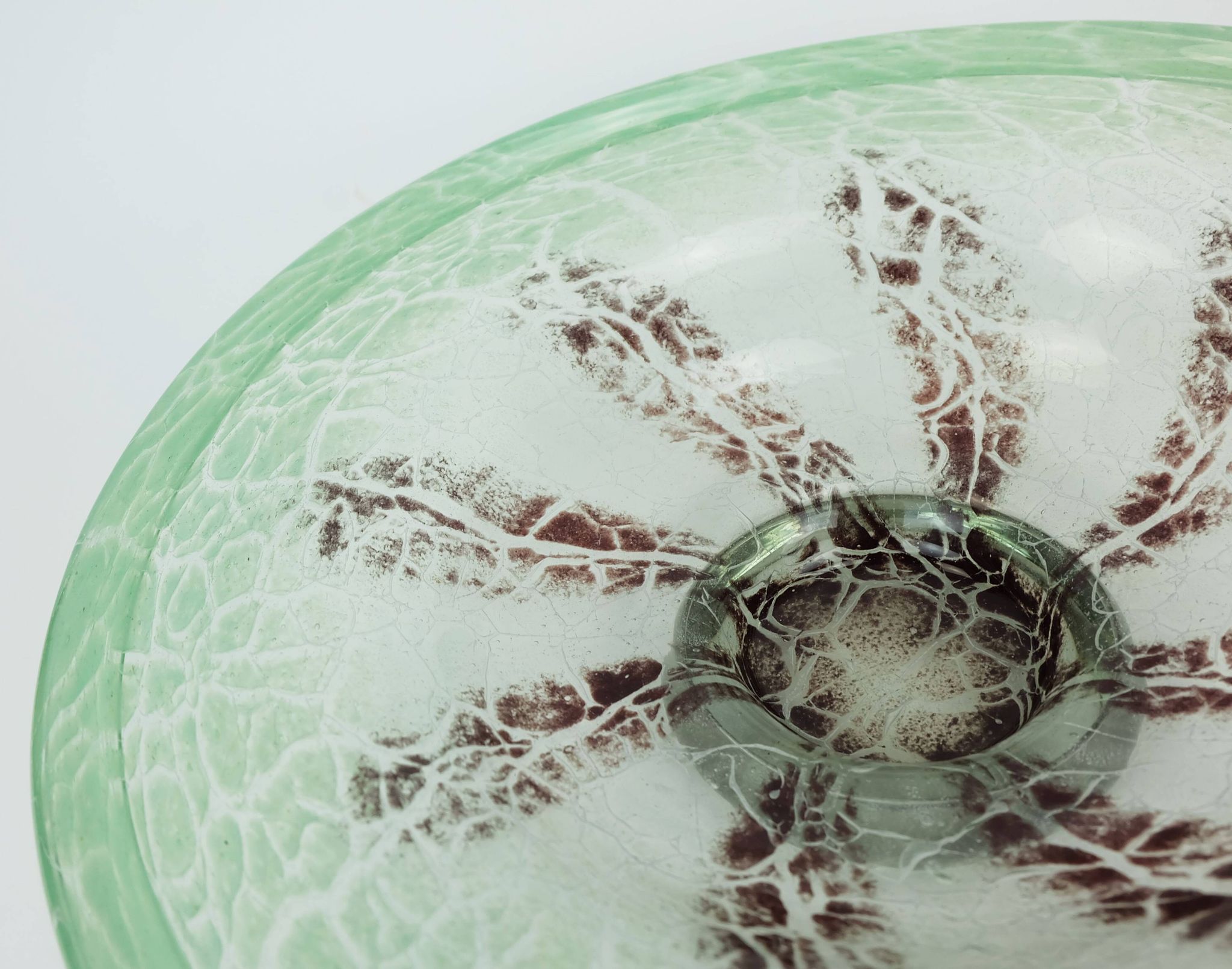 fantastic large WMF art deco ikora glass BOWL karl wiedmann 1930s green and