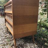 Commode bois et rotin