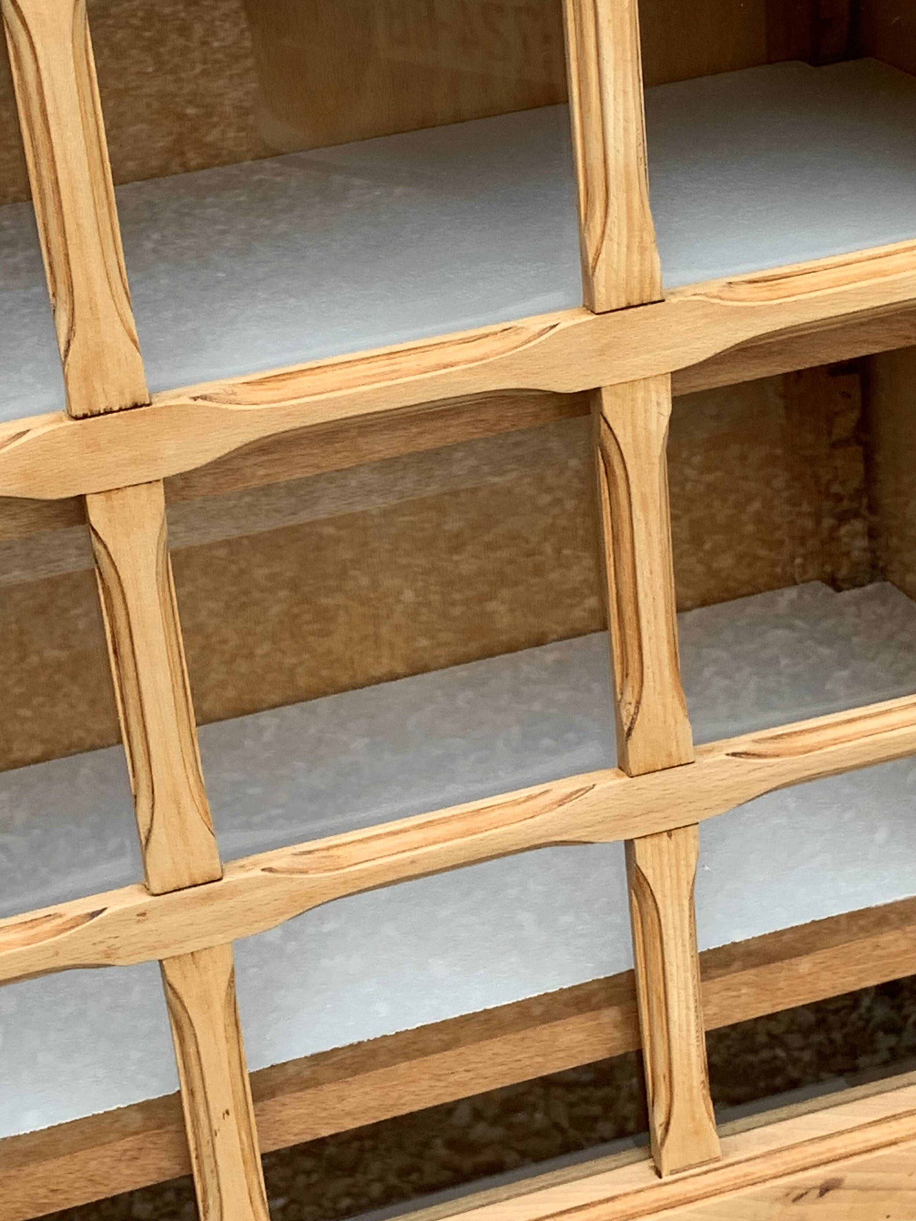 Parisian glass cabinet, raw wood, 1960s