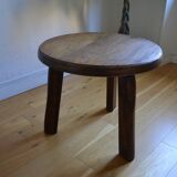 Brutalist tripod coffee table in solid oak, 1960s