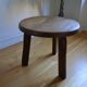 Table basse tripode brutaliste chêne massif 1960