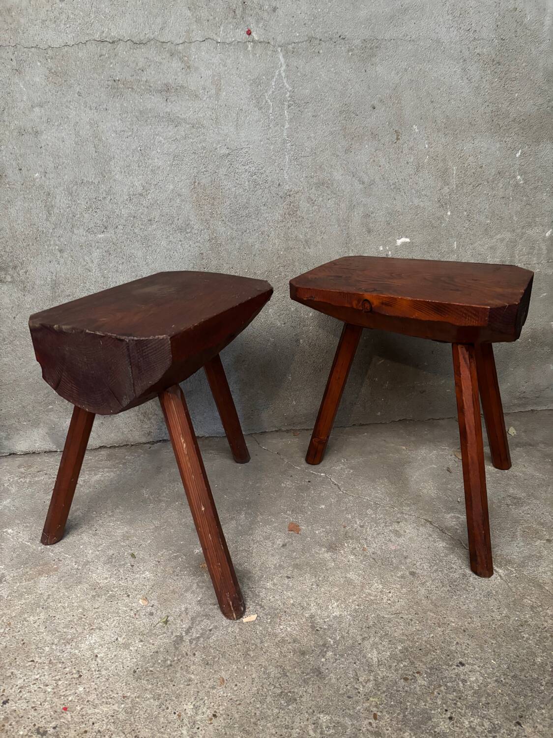 Pair of Mobichalet-type brutalist stools