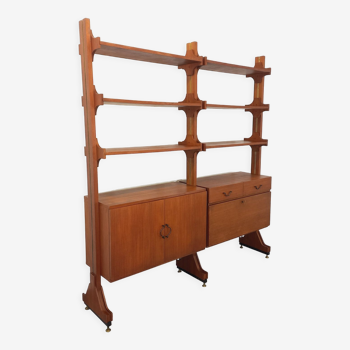 Bookcase modular double shelf vintage teak from the 60s