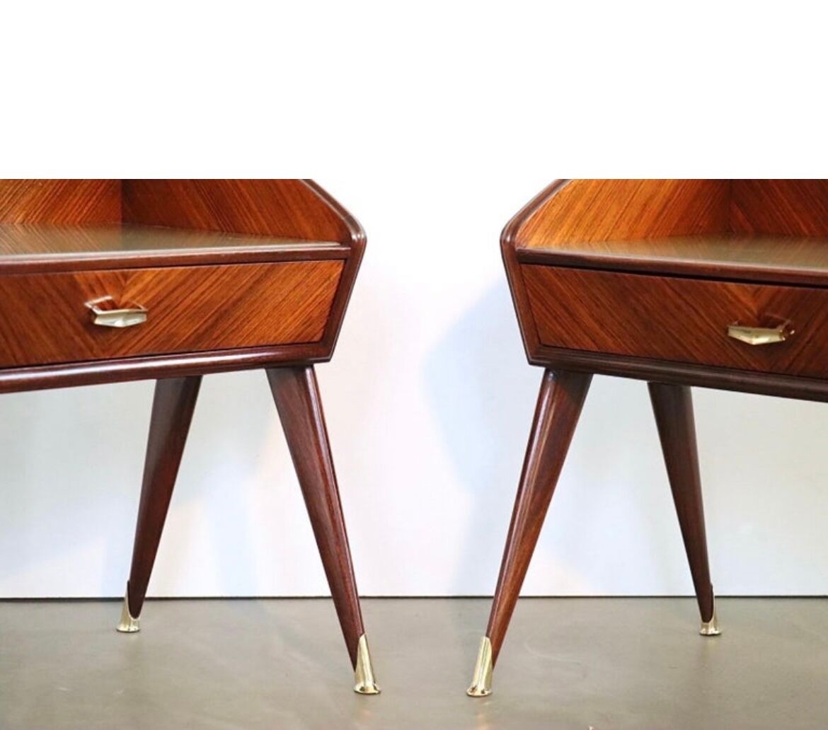 Pair of italian 1950's night stands bed side tables