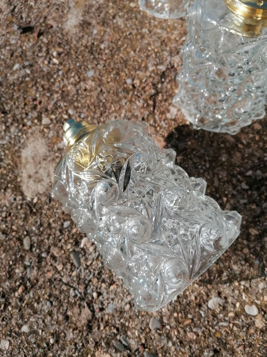 Set of 5 vintage molded glass globe suspensions