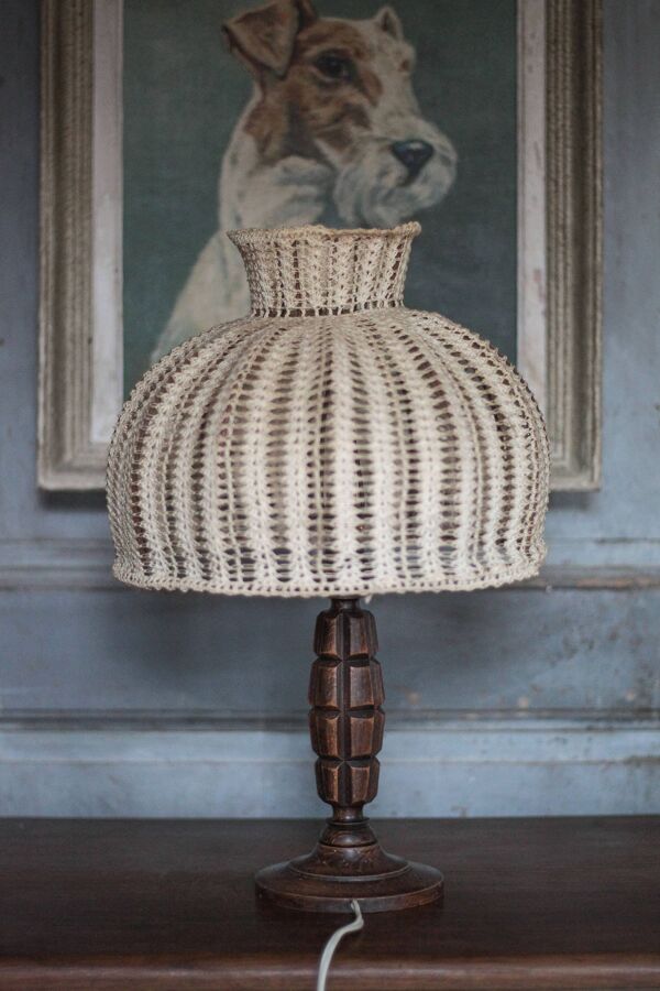 Lampe de chevet, lampe de table, lampe à poser vintage, lampe bois sculpté
