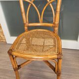 Bamboo and leather chair - 1960s - vintage - mid-century