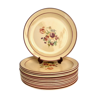 Set of 12 flat plates of Salins earthenware