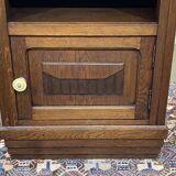 1930s Art Deco oak and marble top bedside table