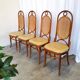Set of 4 Vintage Bentwood Dining Chairs: Cane Back, Leather Seat, Thonet St