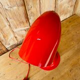 50s desk lamp in red enamelled tole.