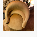 Mustard yellow velvet toad chair, excellent condition