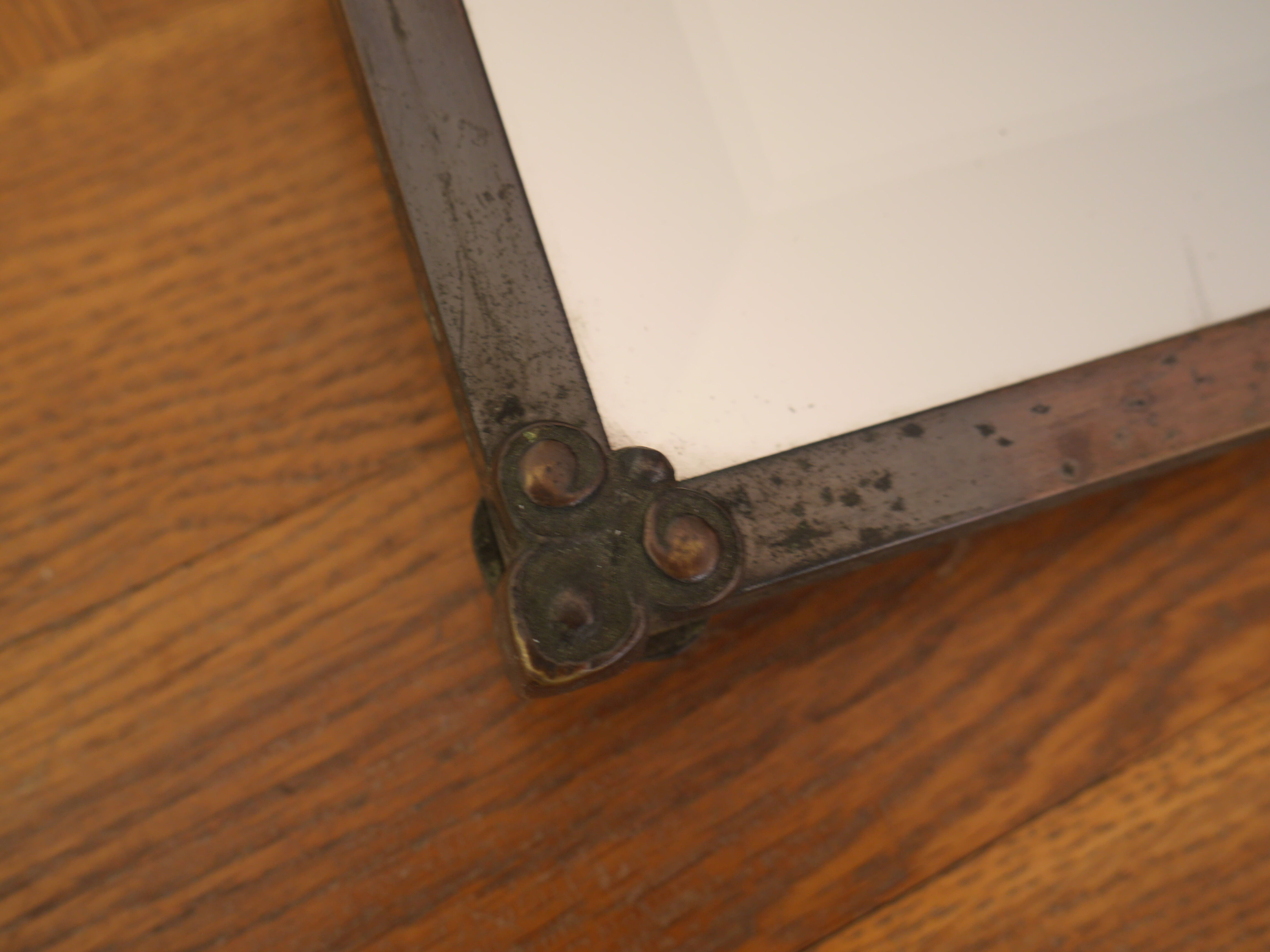 Art deco mirror brass patina 26x26cm