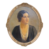 Oil portrait on canvas carved wooden frame