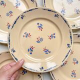 5 small vintage porcelain plates K&G Luneville "Flore" 1950s small blue flowers