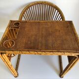 Bureau enfant en rotin avec son fauteuil