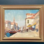 Swedish Oil on  panel - "Venice II" by Knut Norman - Vintage- 51 × 43 cm