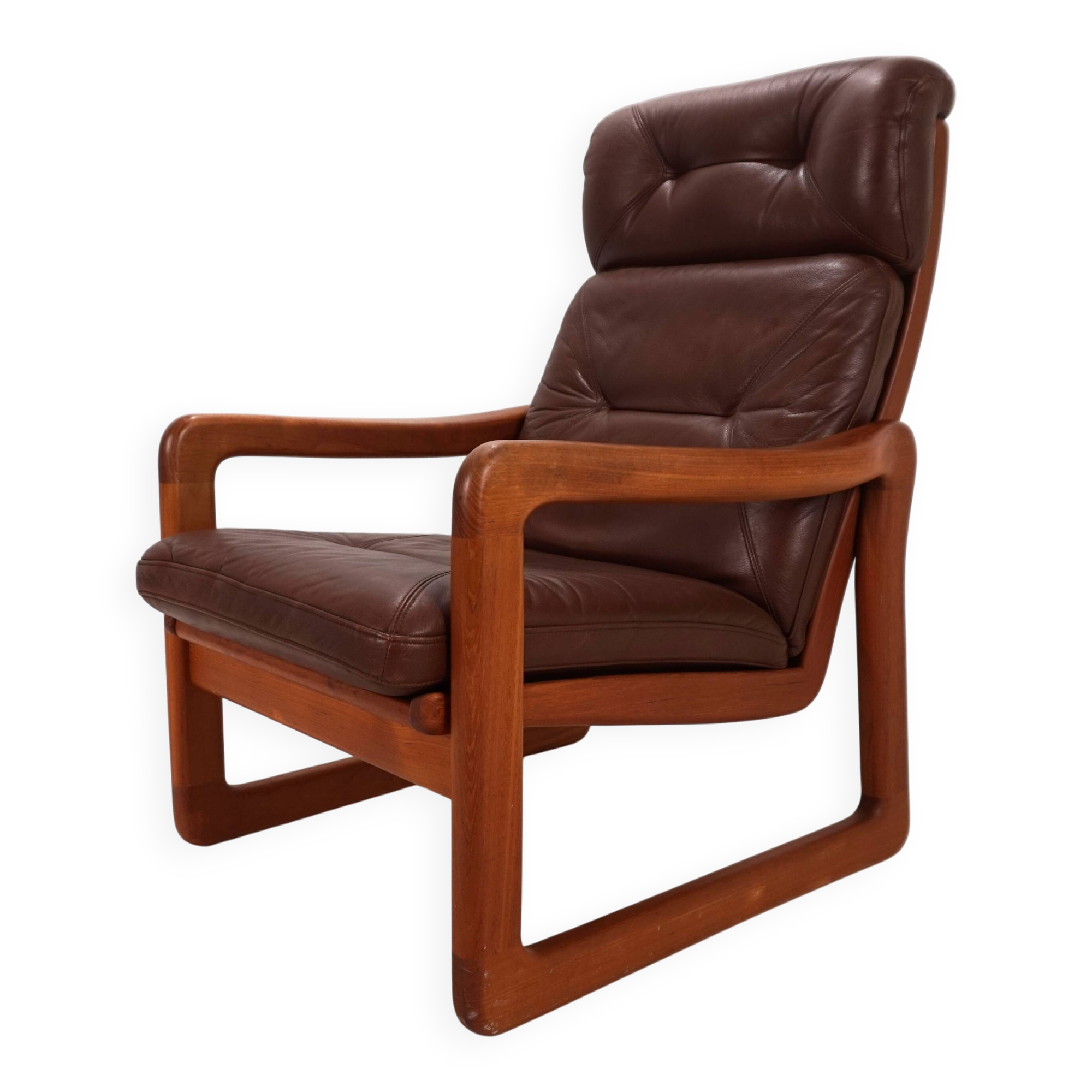 EMC teak leather armchair, 1960
