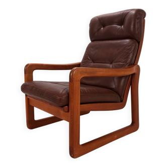 Fauteuil en cuir teck EMC, 1960