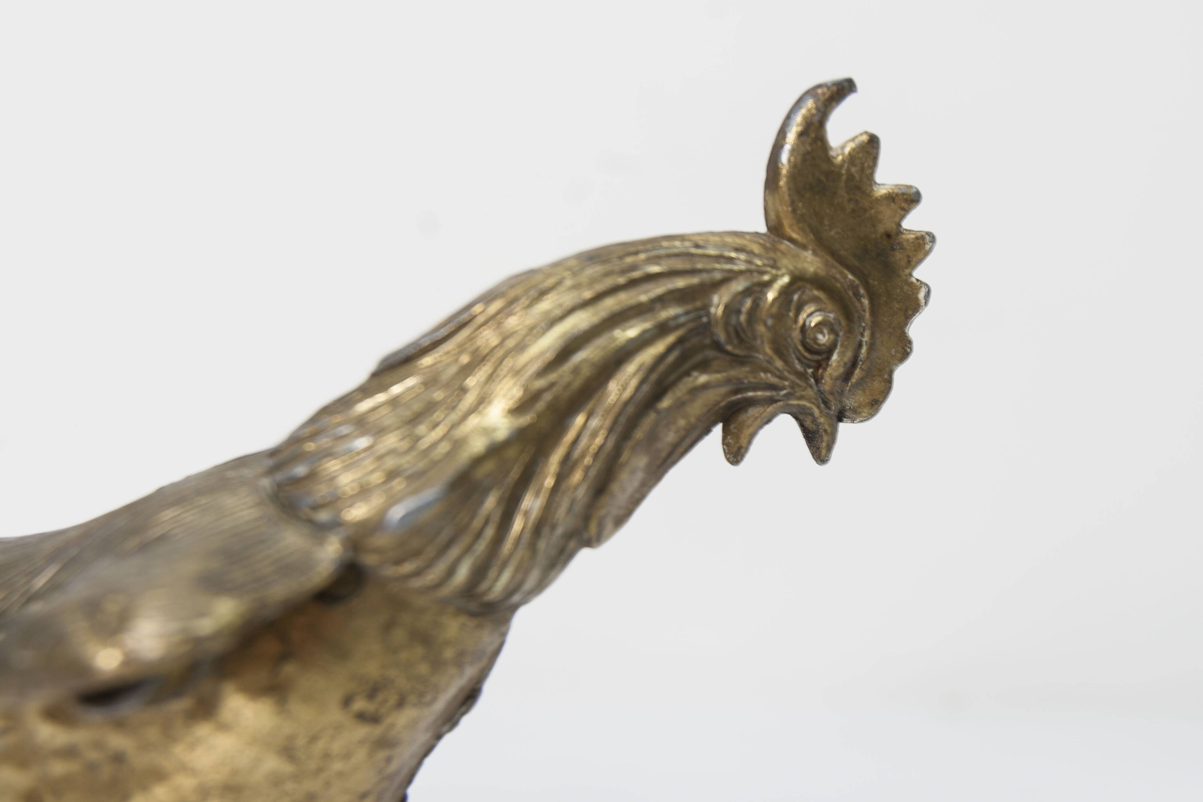1960 rooster ashtray in spelter signed FC