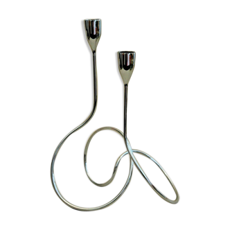 Holder chrome metal candlestick