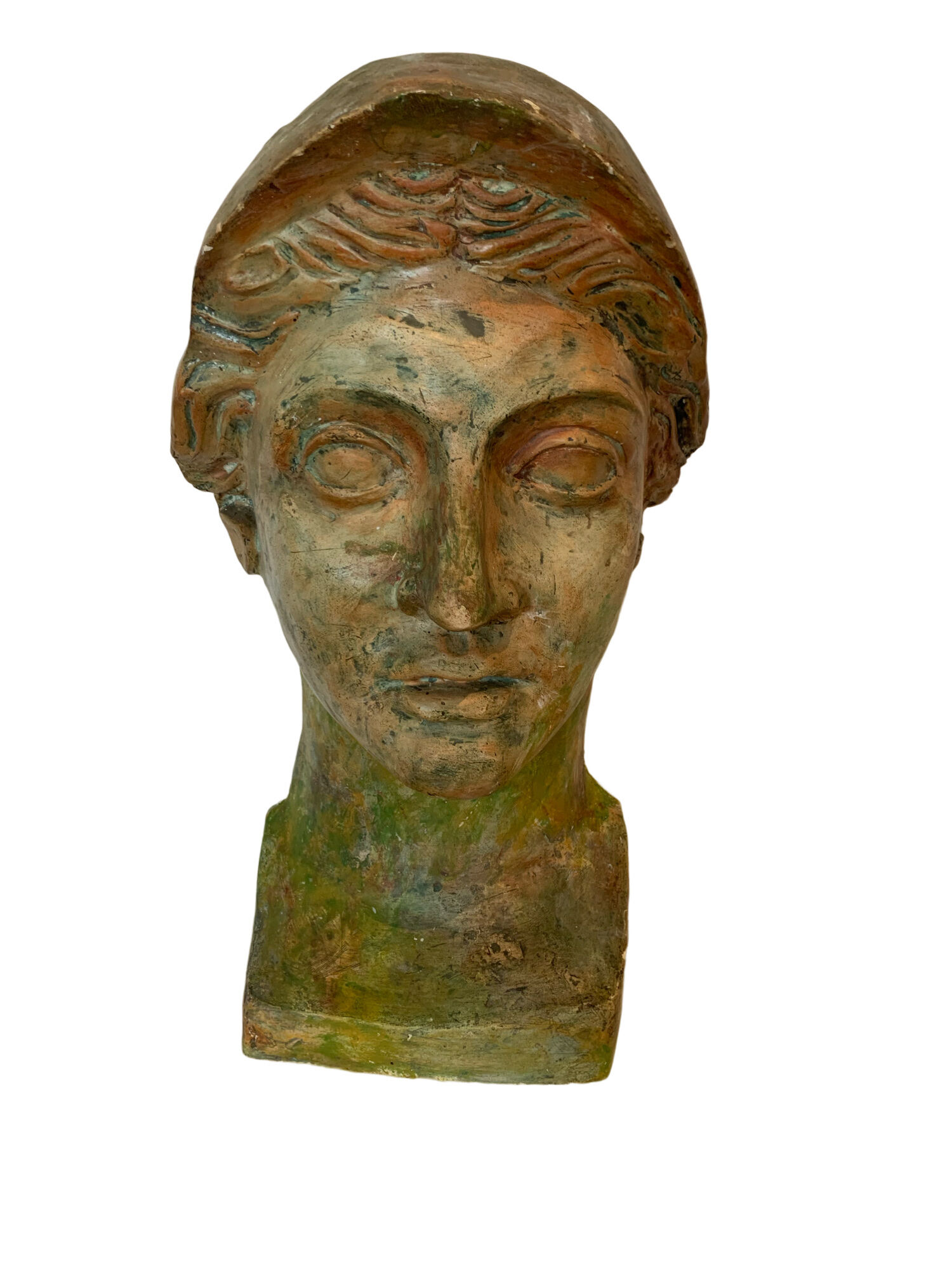 patinated hollow plaster sculpture "Bust of a goddess" XX century