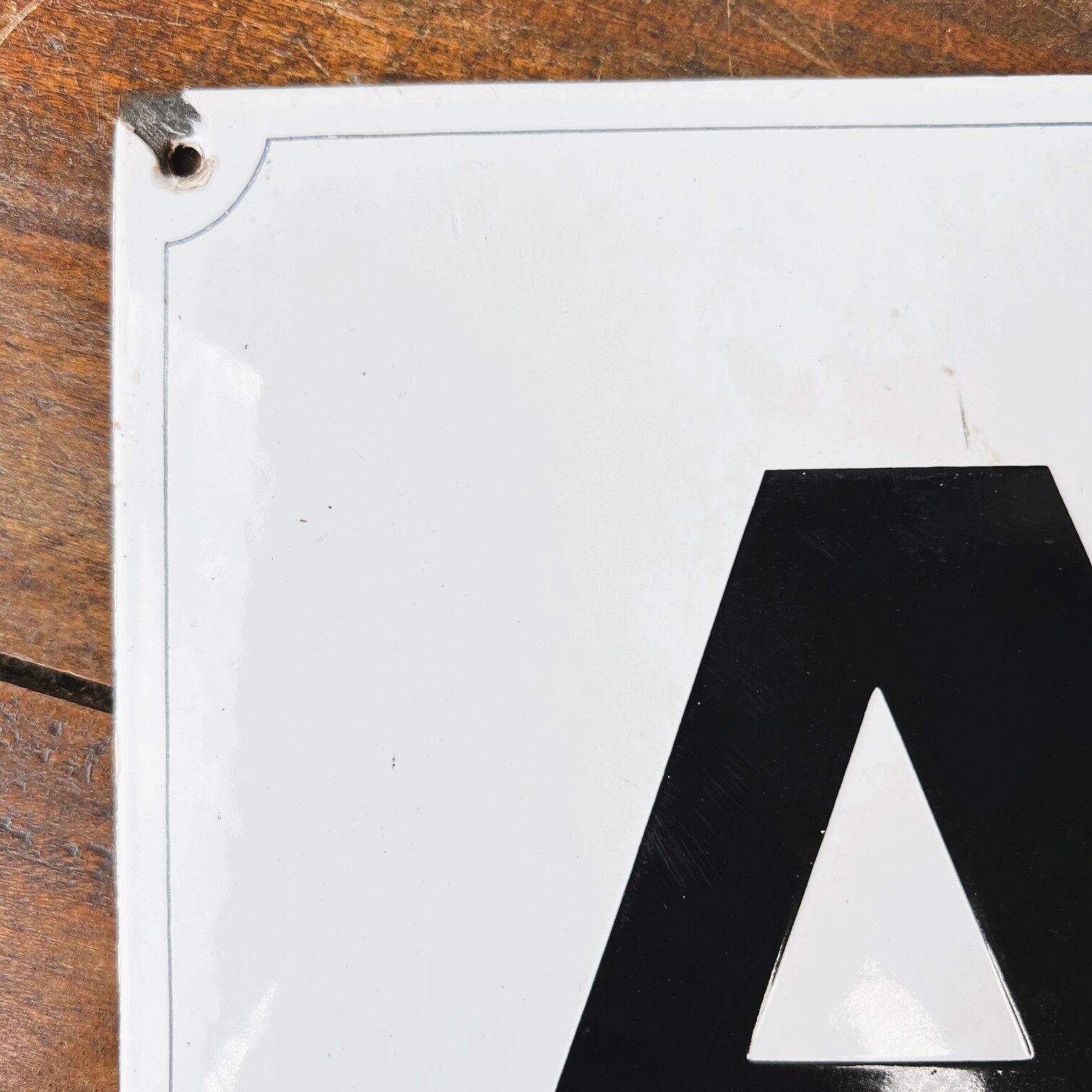 Curved enamelled plate "Letter A"