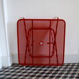 Red metal folding table Malaval type