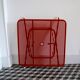Red metal folding table Malaval type