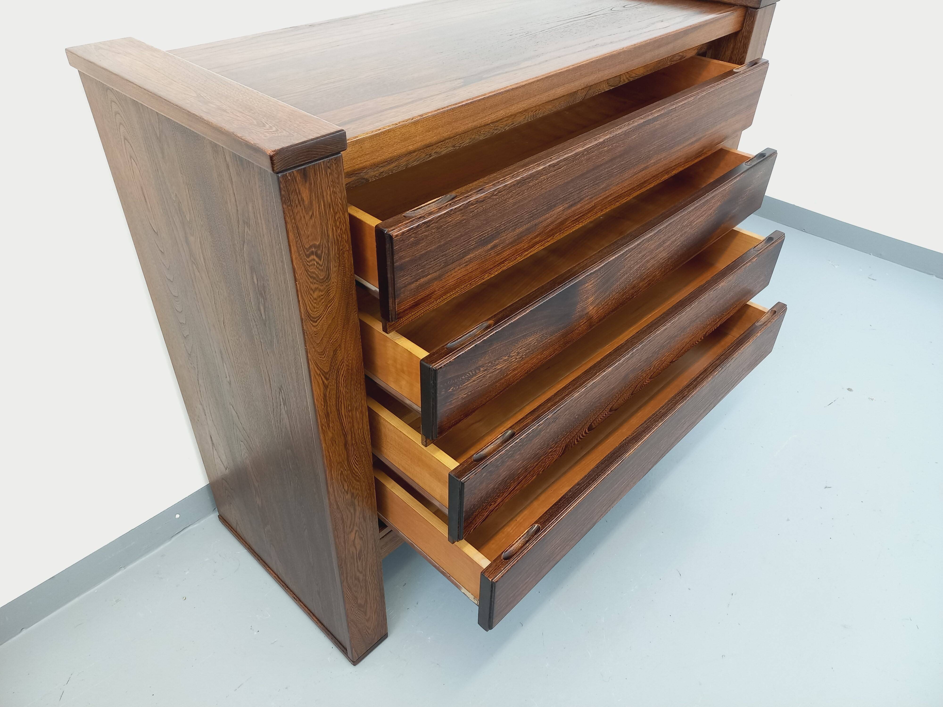 Vintage Maison Regain chest of drawers in solid elm from the 80s