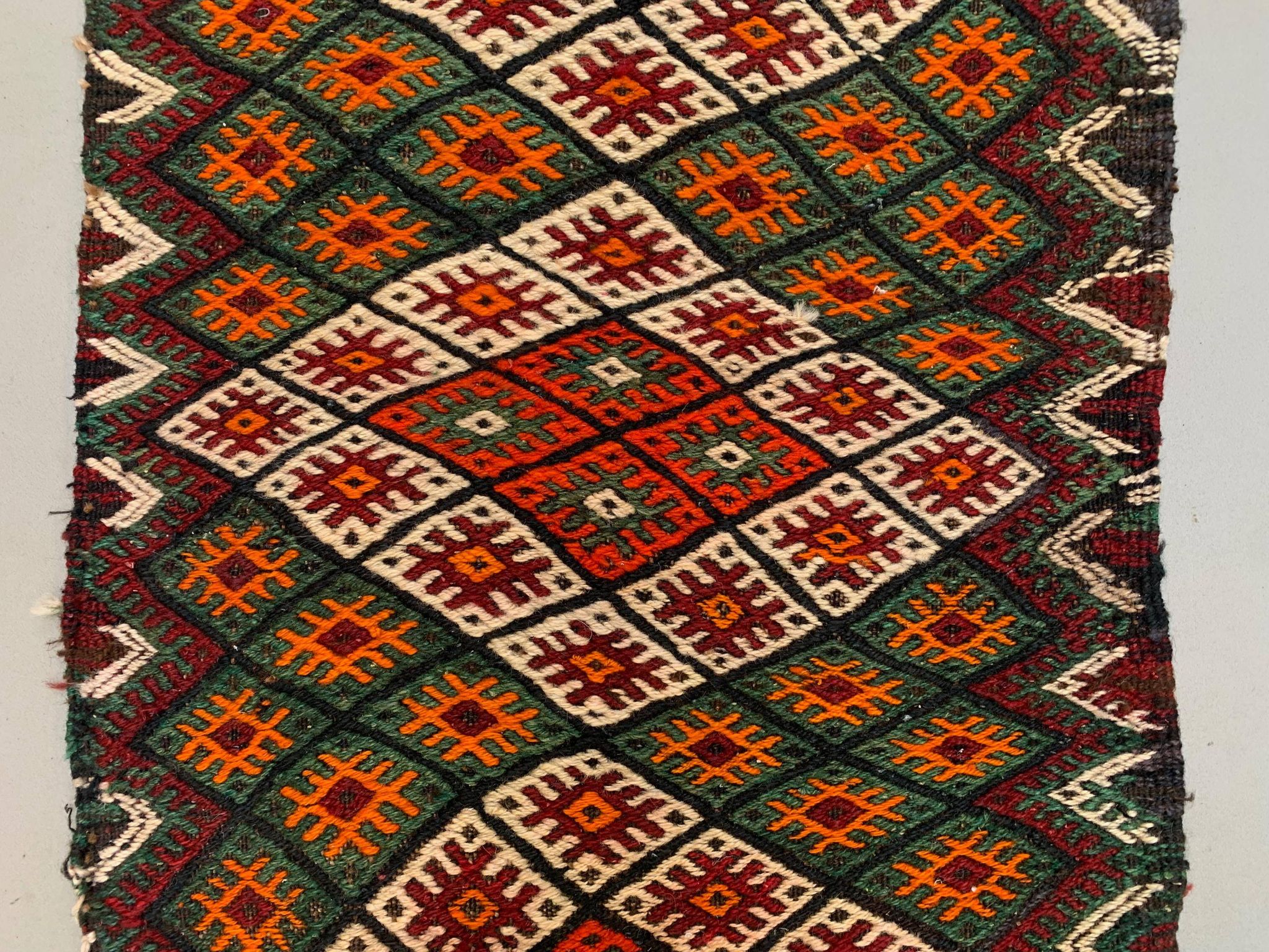 Vintage Turkish Mini Kilim 97x59 cm Wool Small Kelim Runner, shabby Chic