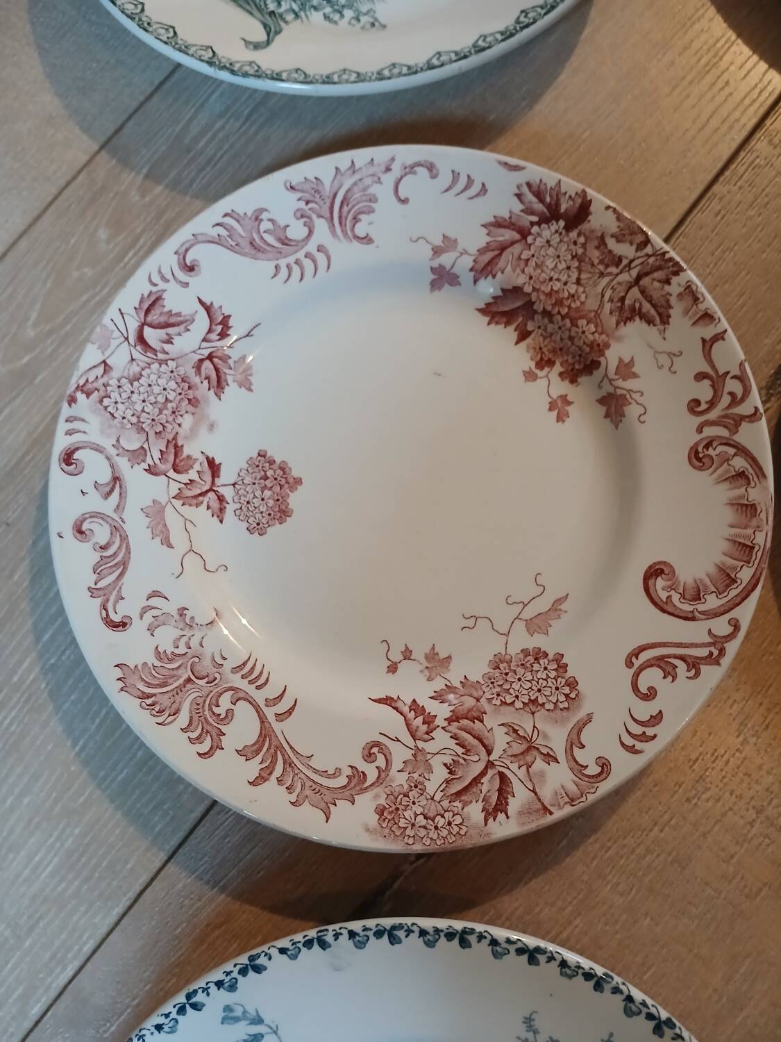 8 antique ironstone dinner plates