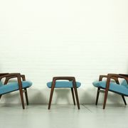 Set of 2 Danish Lounge Chairs with matching Ottoman by Yngve Ekström for Pastoe, 1960s