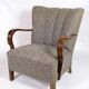 Set Of Two Armchairs In Floral Fabric & Dark Polished Wood, Danish Design From 1960s