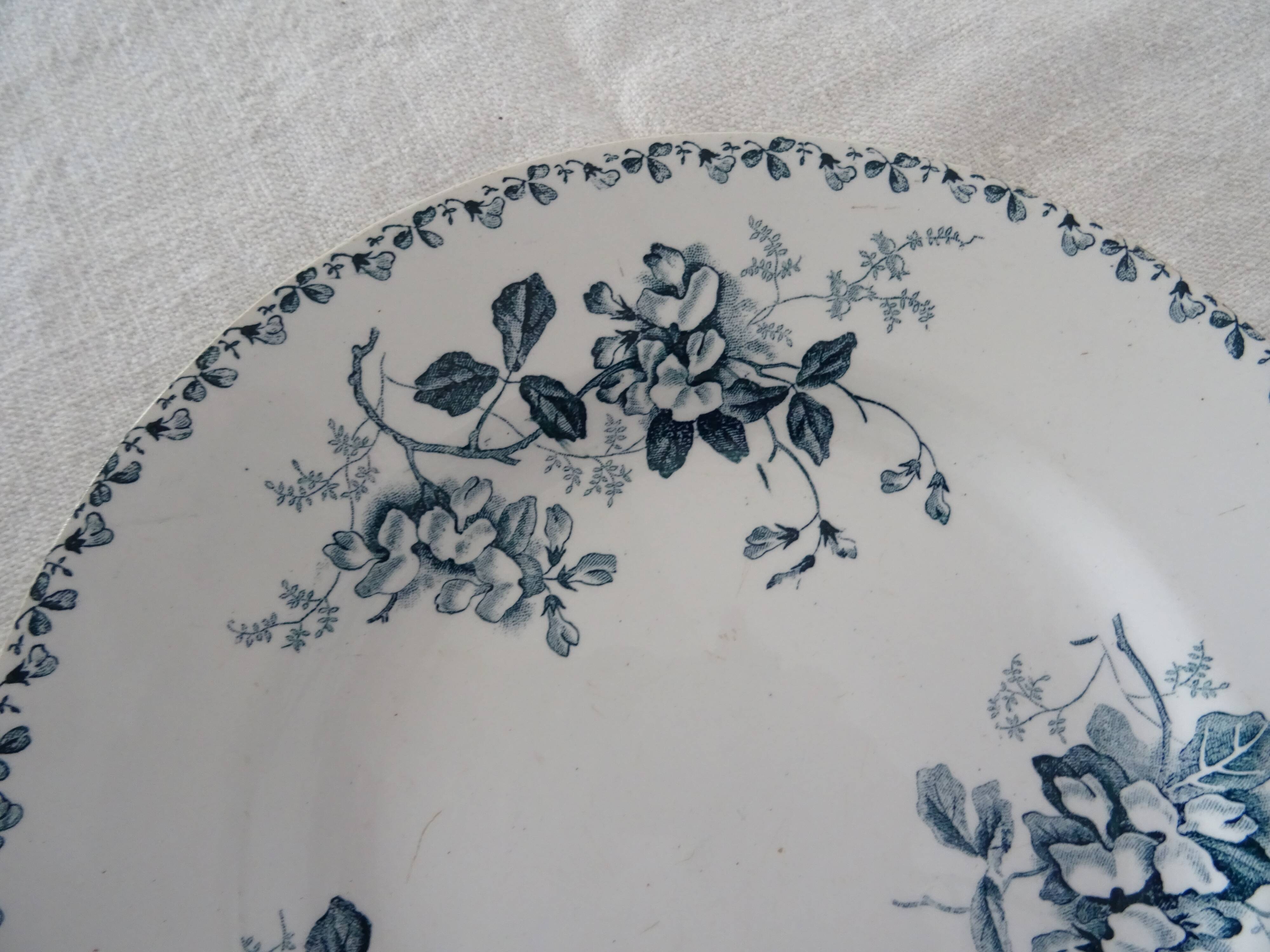 PLATE Saint Amand hamage faience old flowers ACACIA 299112
