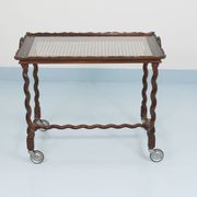 Antique Neo-Baroque Italian Barley Twist Bar Cart Serving Trolley, 1920s