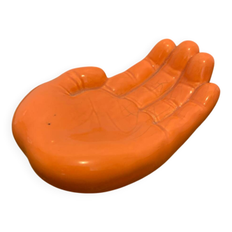 Vintage Orange Ceramic Hand Empty Pocket