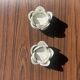 Pair of ceramic flower candle holders handcrafted