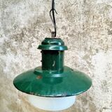 Vintage street lamp green enamel with glass