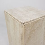 Italian travertine side table or pedestal, 1980's