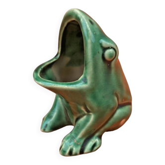 1970s ceramic frog hand ashtray