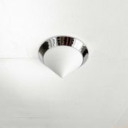 Vintage conical glass and chrome ceiling lamp, 1980s