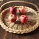 Round wicker and glass tray Anse Vannerie Vintage