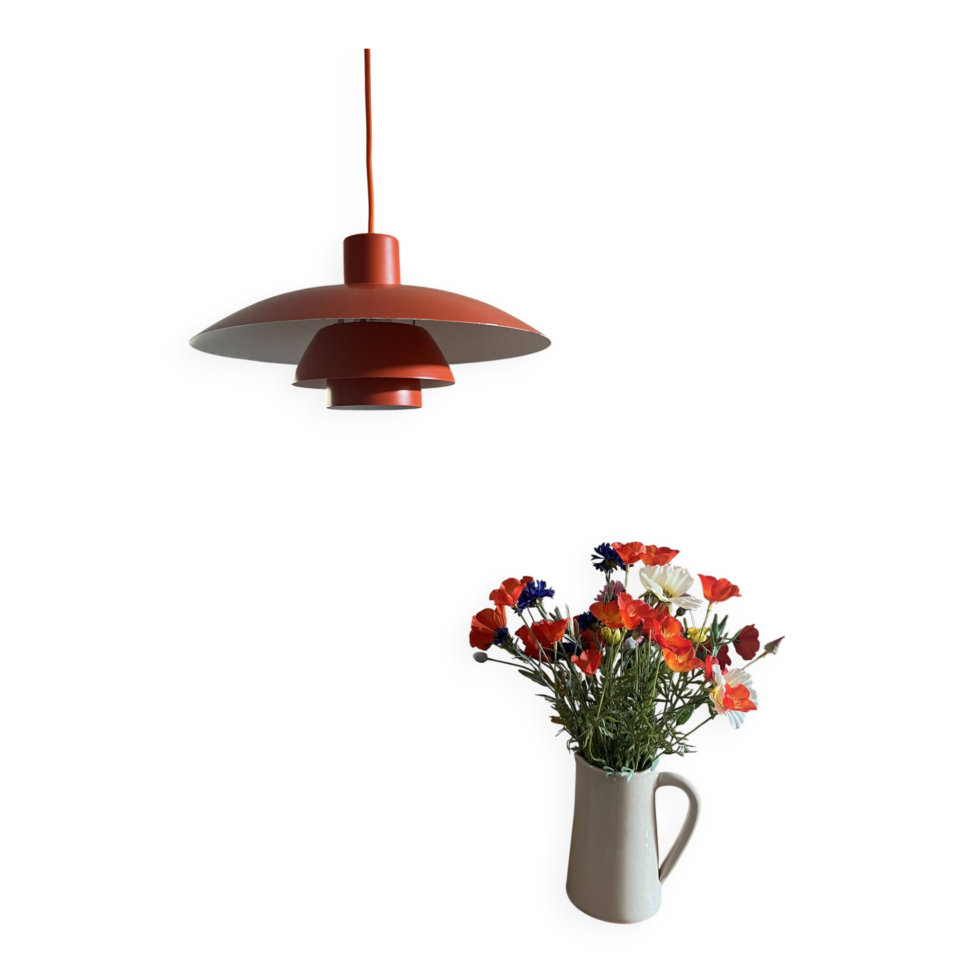 Vintage Louis Poulsen PH4/3 red - Poul Henningsen - danish design pendant